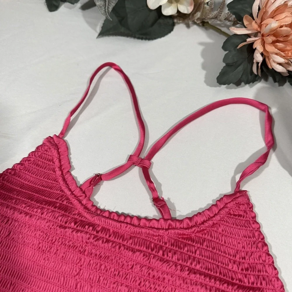 NWT $58 Free People [ Small ] Smocked Right‎ on Time Camisole Fuchsia Pink